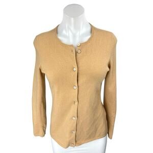 Classiques Entier 100% Cashmere Tan Button Down Long Sleeve Cardigan Sweater XS